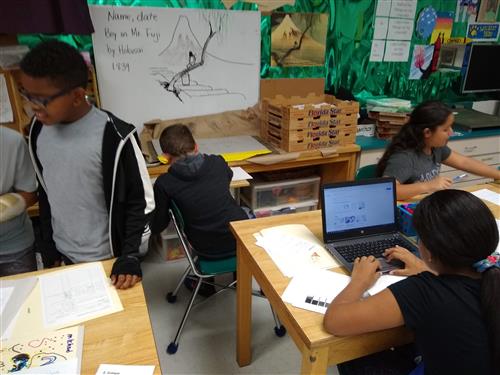 fifth graders working 