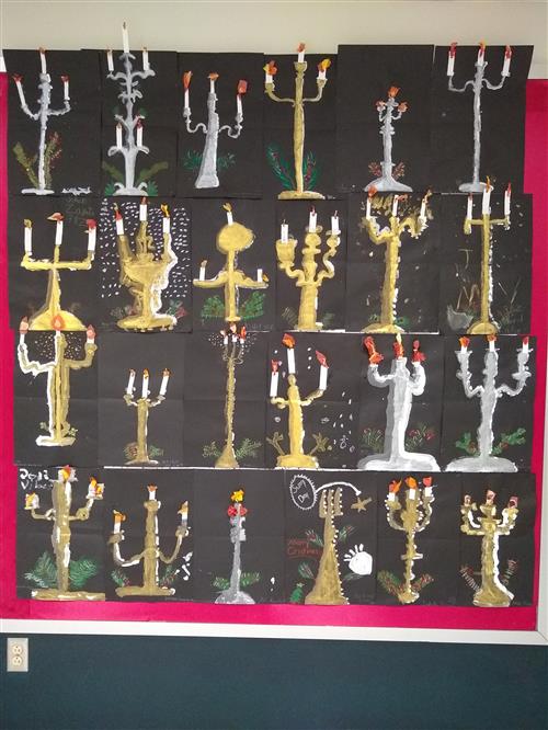 Candelabra paintings third grade bulletin board 